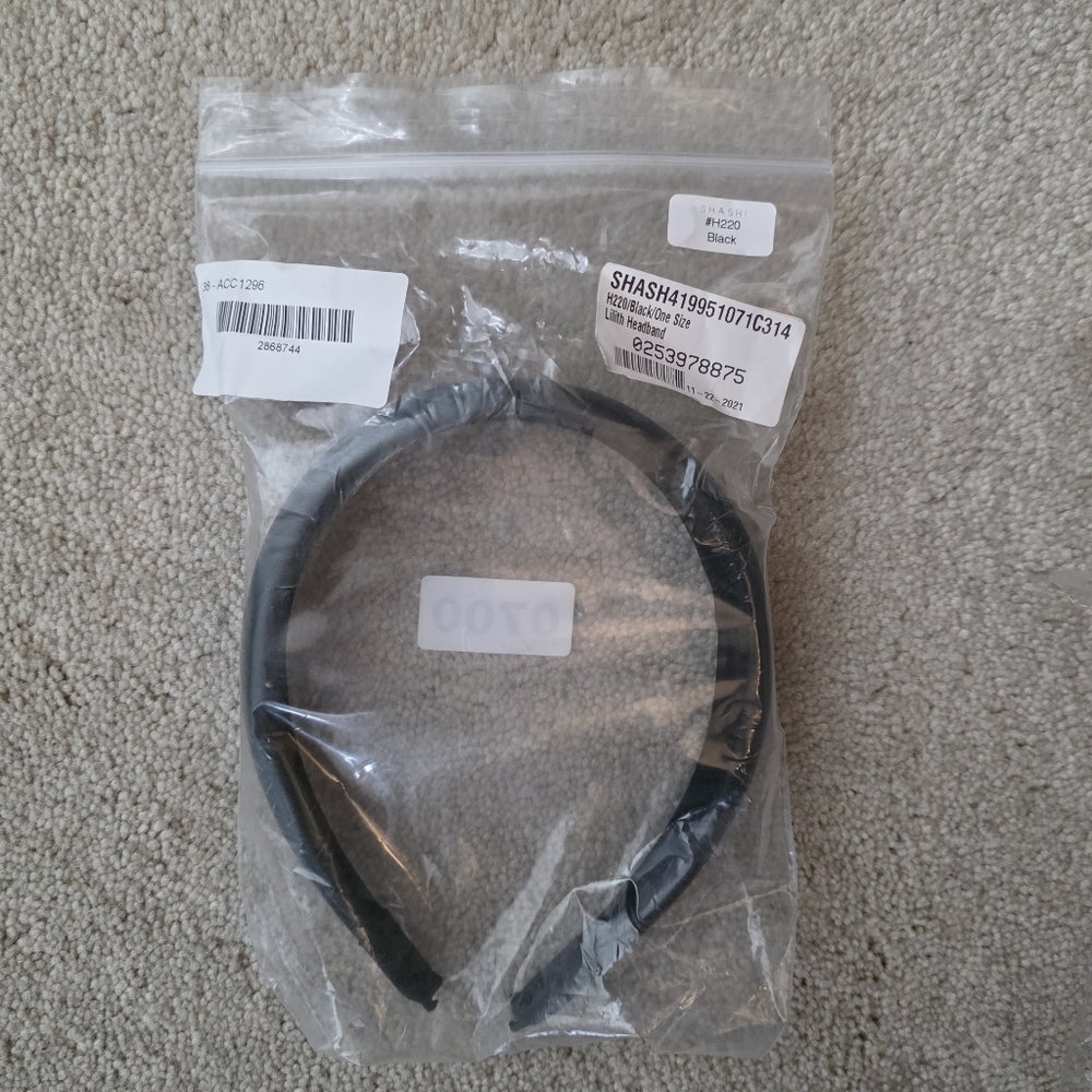 Shashi Lilith Black Headband Cushioned Faux Leather NEW‎